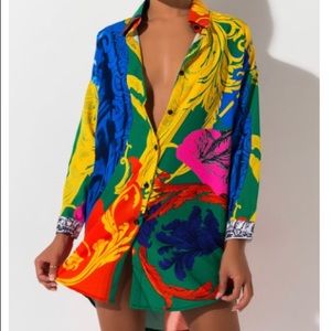 🍭🍭🍭 Colorful Print Long Sleeve Shirt Dress
